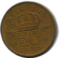 50 CENTIMES 1953 DUTCH Text BELGIEN BELGIUM Münze #BA395.D - 50 Cents