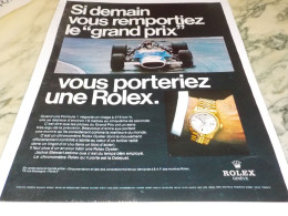 ANCIENNE PUBLICITE GRAND PRIX  MONTRE ROLEX  1969 - Otros & Sin Clasificación