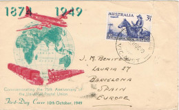 49867. Carta MELBOURNE (Australia) 1949.  75 Anniversary U.P.U.  Union Postal - Briefe U. Dokumente