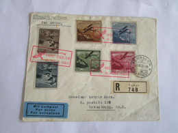 Bette Lettre Recommandée Evsc Du Liechtenstein Pour Le Luxembourg Vol Vaduz St Gallen Serie De Timbres Forte Cote - Air Post