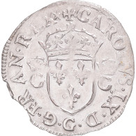 Monnaie, France, Charles IX, Douzain Aux Deux C, 1573, Poitiers, TTB+, Argent - 1560-1574 Carlo IX