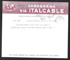 Telegram From Cabograma Via Italcable From Genoa To Lisbon, With Italcable Lisboa Obliterated In 1952. Radiotelegrafici. - Covers & Documents