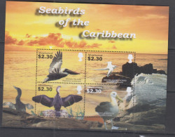 BIRDS -  MONTSERRAT - 2005  - SEABIRDS OF THE CARIBBEAN  SHEETLET OF 4  MINT NEVER HINGED - Pélicans
