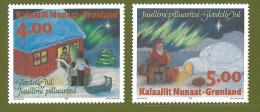 Greenland 1994 Christmas: Christmas Singing, Santa Claus With Dogs Mi 254-255, MNH(**) - Gebraucht