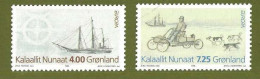 Greenland 1994 Europe: Discoveries And Inventions. Steam Barge "Danmark", Expedition Car ELG On Ice Mi 247-248, MNH(**) - Oblitérés