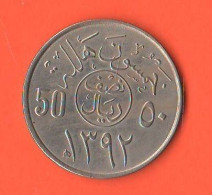 Saudi Arabia 50 Halala 1972 O Half Ryal AH 1392 FAO  Arabie Saoudite Arabia Saudita Nickel Coin - Saudi Arabia