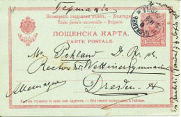 Bulgaria Postal Stationery Postcard Sent To Dresden 1910 - Postales