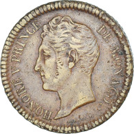 Monnaie, Monaco, Honore V, 1 Décime, 1838, Monaco, TTB, Copper Gilt - 1819-1922 Onorato V, Carlo III, Alberto I