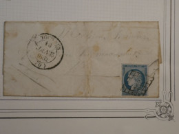 AE18 FRANCE BELLE LETTRE RR 10 JANV. 1852  TOURNUS A AUGNY +GRILLE +AFF. PLAISANT+++ - 1849-1850 Cérès