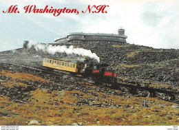 THE FAMOUS COG RR ON RETURN TRIP BASE - AT TOP OF MT WASHINGTON IS THE SHERMAN ADAMS BUILDING # TRAINS # US - Trains