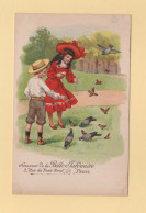 La Belle Jardiniere - Carte Illustree Enfants Pigeons Oiseaux - Publicité