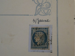 AE18 FRANCE  RARE 1852  +CERES  N° 4 S. JAUNE LOS. 277 +AFF. INTERESSANT+++ - 1849-1850 Cérès