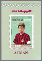 Ajman 1969 Gianni Rivera RED Overprint AC Milan Football Soccer European Champion Block Mi. 144 A MNH** - Clubs Mythiques