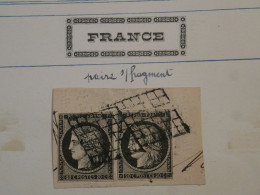 AE18 FRANCE TIMBRE  ENV. 1849  + PAIRE CERES  N° 3 20C NOIR .GRILLE +CACHET INTERESSANT DOUBLE ++++ +++ +++ - 1849-1850 Ceres