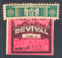 Hungary 1935 Medicine Drug Medicament STATE SEAL Revenue TAX Overprint OKI LABEL CINDERELLA VIGNETTE Revival - Farmacia