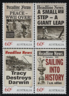 Australia 2013 MNH Sc 3961a 60c WWII Ends, Moon Landing, Tracy, Sailing Block - Mint Stamps