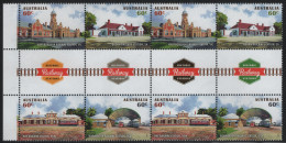 Australia 2013 MNH Sc 3999a Railway Stations Gutter - Mint Stamps