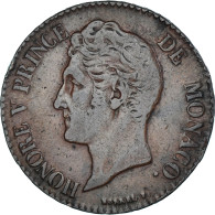 Monnaie, Monaco, Honore V, 5 Centimes, 1837, Monaco, TB+, Cuivre, Gadoury:MC102 - 1819-1922 Onorato V, Carlo III, Alberto I