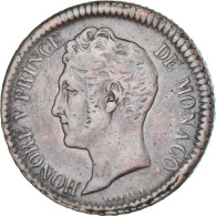 Monnaie, Monaco, Honore V, 1 Décime, 1838, Monaco, TB+, Bronze, Gadoury:MC105 - 1819-1922 Honoré V, Charles III, Albert I