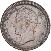 Monnaie, Monaco, Honore V, 1 Décime, 1838, Monaco, TTB, Bronze, Gadoury:MC105 - 1819-1922 Honoré V, Charles III, Albert I