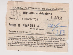 Biglietto Ticket Societa' Partenopea Navigazione  Da Napoli A Capri - Ohne Zuordnung