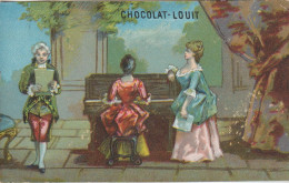 Chromo CHOCOLAT LOUIT 7x11,5 Cm . LA LECON DE PIANO (En Costumes 18°s.) - Louit