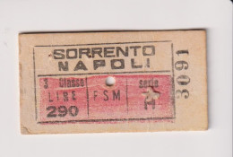 Biglietto Ticket Buillet Sorrento / Napoli - Europa