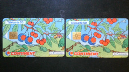 ► France:  Fruits  CONTINENT  Cerises  -  Lot  2 Télécartes  - - 50 Einheiten