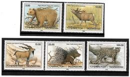 Tajikistan 1993 .  Fauna ( Leopard, Bear, Mountain Oat, Dear ). 5v.  Michel # 22-26 - Tadschikistan