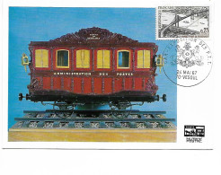 Carte Postale EXPOSITION  PTT VESOUL 1967 PREMIER TYPE DE WAGON POSTAL EN SERVICE ENTRE PARIS ET ROUEN - Poste & Facteurs