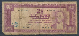 °°° TURKEY - 2 1/2 LIRA °°° - Turquie