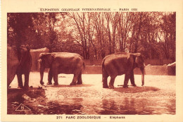 ANIMAUX - ELEPHANTS - EXPOSITION COLONIALE PARIS 1931 - PARC ZOOLOGIQUE - Éléphants