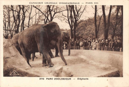 ANIMAUX - ELEPHANTS - EXPOSITION COLONIALE PARIS 1931 - PARC ZOOLOGIQUE - Éléphants