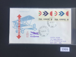 Italy Tokyo Via Air To USA (1999) Free Shipping - Fiscale Zegels