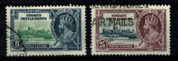 Ref 1608 -  Strait Settlements Malaya - 1935 Silver Jubilee - 2 Used Stamps SG 257 & 259 - Straits Settlements