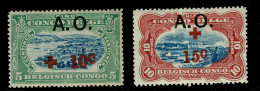 Ref 1609 - 1918 Belgian Congo - Red Cross Overprinted A.O.- 2 Mint Stamps  SG 78/9 - Ongebruikt