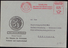 601200 | Saarland, Dienstbrief, Frei Durch Ablösung Freistempel Minister Für Wirtschaft, Verkehr Und Landwirtschaft | Sa - Storia Postale