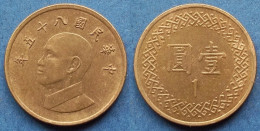 TAIWAN - 1 Yuan Year 85 (1996) Y# 551 Standard Coinage - Edelweiss Coins - Taiwán