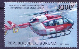 Burundi 2012 MNH, Air Ambulance, Rescue Helicopter, Aviation, Rescue Services - Secourisme