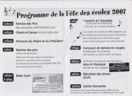 PROGRAMME DE LA FETE DES ECOLES 2007 ATELIER POTERIE à FERRIERE LA PETITE (NORD) - Programmes