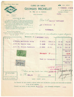 Facture 1927 Bruxelles Georges Michelet Cuirs En Gros Marque De G.M.B. +  TP Fiscaux - Straßenhandel Und Kleingewerbe