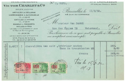 Facture 1932 Bruxelles Anciens Etablissements Victor Charlet Articles Sellerie, Carrosserie & Automobile  +  TP Fiscaux - Old Professions