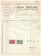 Facture 1929 Saint-Gilles Bruxelles Charles Maillart Fabrique D'Articles De Voyage + TP Fiscaux - Ambachten