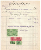 Facture 1928 Watermael - Bruxelles C. Bilterest & F. Bernard Entrepreneur De Plafonnage   + TP Fiscaux - Petits Métiers