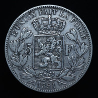 Rare - Belgique / Belgium, Léopold I, 5 Francs, 1851 (1851/50), , Argent (Silver), TTB (EF), KM#17, Morin.41b - 5 Frank