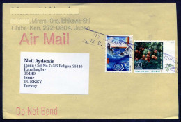 Japan 2012 50 ¥ Trees, 80 ¥ Sea (Paintings) | Air Mail Cover Used To İzmir From Ichikawa - Brieven En Documenten