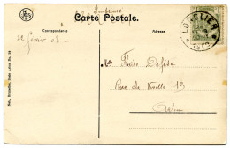 BELGIQUE - COB 53 SIMPLE CERCLE RELAIS A ETOILES LONGLIER SUR CARTE POSTALE, 1908 - Sellos Con Estrellas