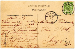 BELGIQUE - COB 56 SIMPLE CERCLE RELAIS A ETOILES ISIERES SUR CARTE POSTALE, 1912 - Sterstempels