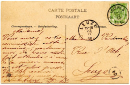 BELGIQUE - COB 56 SIMPLE CERCLE RELAIS A ETOILES ISIERES SUR CARTE POSTALE, 1912 - Sellos Con Estrellas