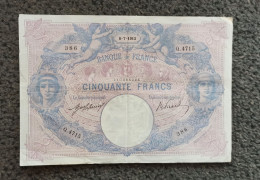 FRANCE Billet De 50 Francs 1913 (8 Juillet) BLEU ET ROSE état TTB+ Alphabet Q 4715 N° Fayette : F 14 / 26 - 50 F 1889-1927 ''Bleu Et Rose''